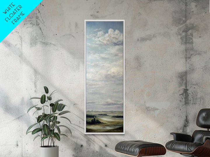 Storm Clouds over a Rolling Prairie Framed Canvas Print, Nature Art, Landscape Print, Living Room Decor, Fine Art, Nature, NAT-1x3-50