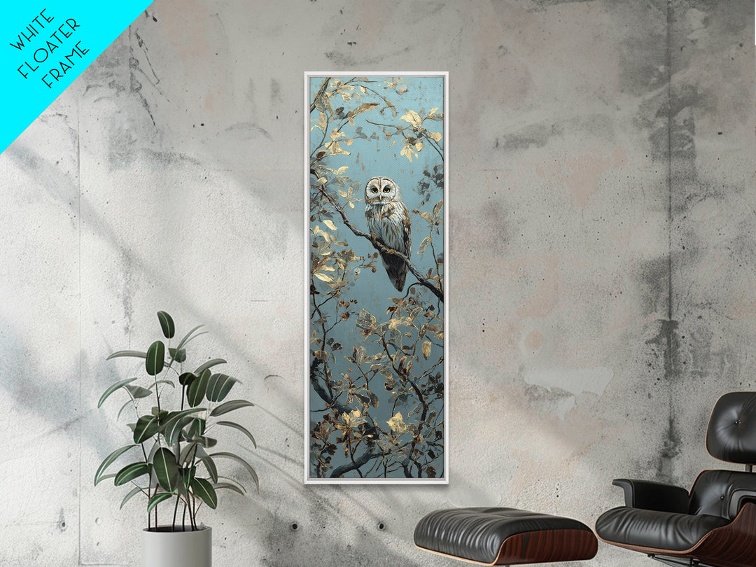 Owl in Moonlit Branches Canvas Print, Nature Art, Artwork, Living Room Decor, Fine Art, Nature, Landscape Art, Botanical Art, NAT-1x3-55