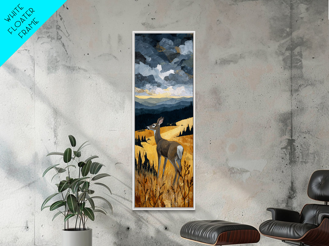 Deer Standing in a Golden Field Canvas Print, Nature Art, Artwork, Living Room Decor, Fine Art, Nature, Landscape Art, NAT-1x3-68