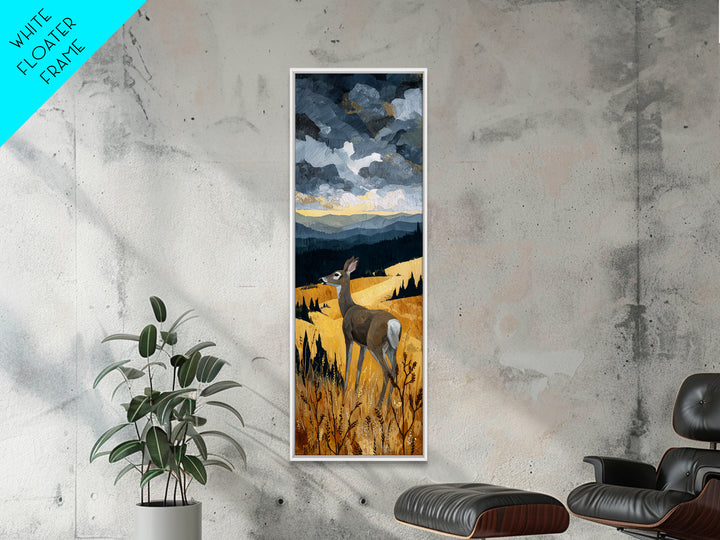 Deer Standing in a Golden Field Canvas Print, Nature Art, Artwork, Living Room Decor, Fine Art, Nature, Landscape Art, NAT-1x3-68