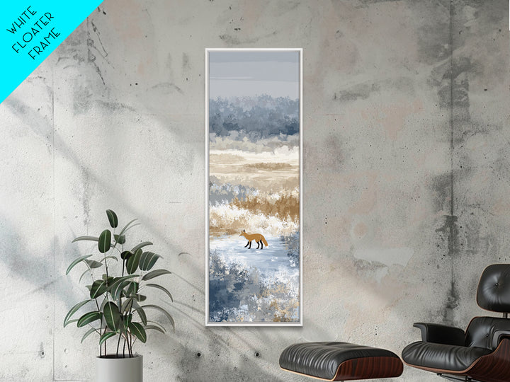 Fox Crossing a Snowy Forest Clearing Framed Canvas Print, Nature Art, Nature Wall Art, Living Room Decor, Fine Art, Nature, NAT-1x3-70