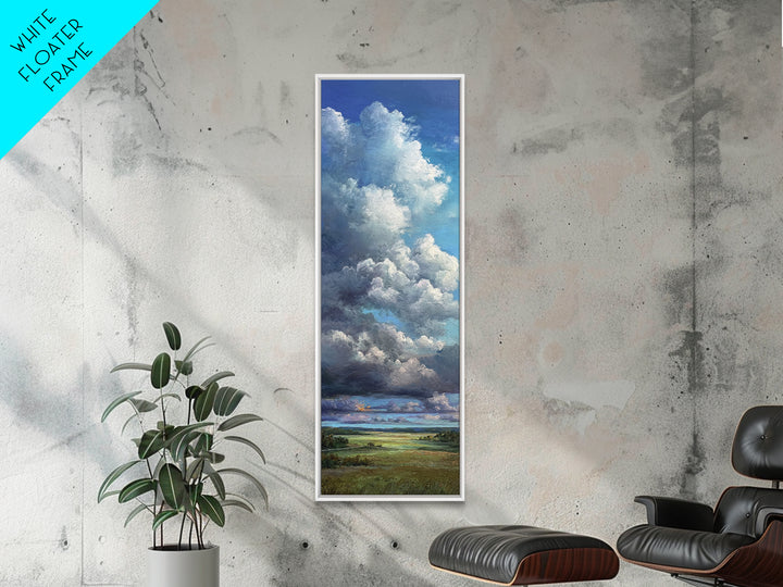 Storm Clouds over a Rolling Prairie Framed Canvas Print, Nature Art, Landscape Print, Living Room Decor, Fine Art, Nature, NAT-1x3-74