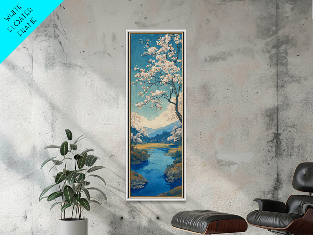 Spring Cherry Blossoms Framed Canvas Print, Nature Art, Wood Wall Art, Living Room Decor, Oil Painting, Nature, NAT-1x3-76