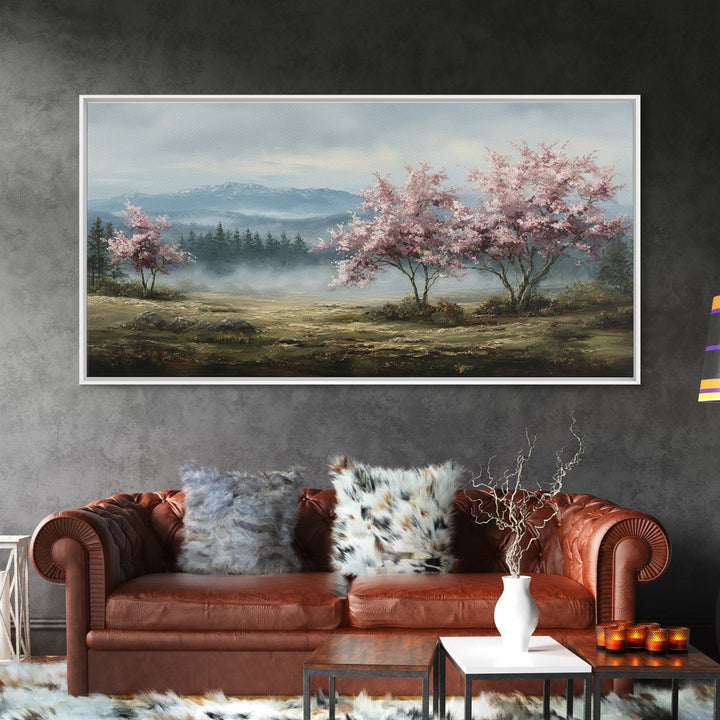 Spring Cherry Blossoms Framed Canvas Print, Nature Art, Art Print, Living Room Decor, Fine Art, Nature, Printable Wall Art, NAT-2x1-12