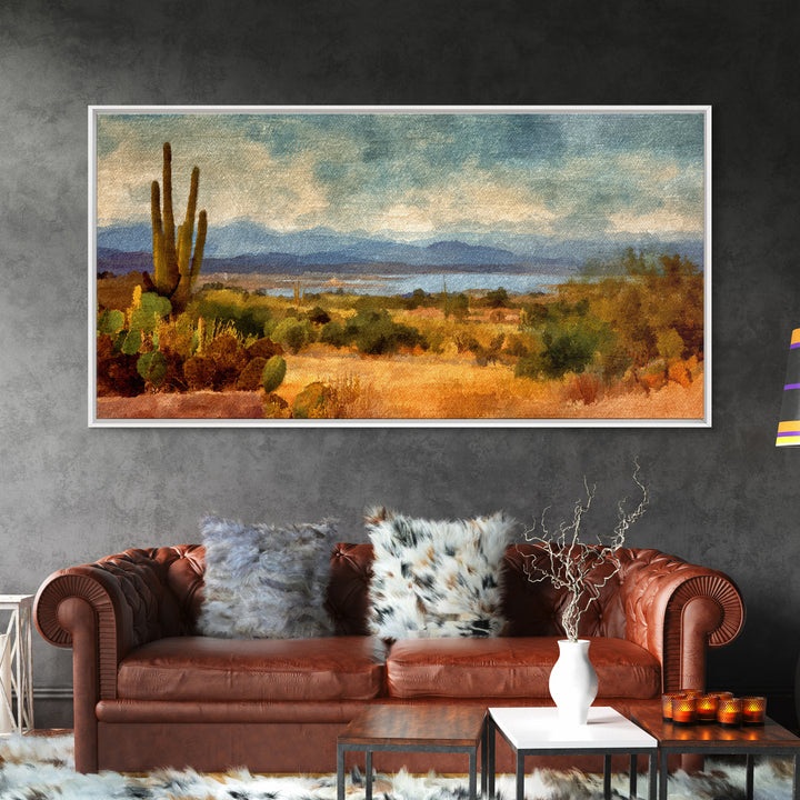 Desert Cactus Blooming After Rain Framed Canvas Print, Nature Art, Fine Art Print, Living Room Decor, Fine Art, Nature, NAT-2x1-16