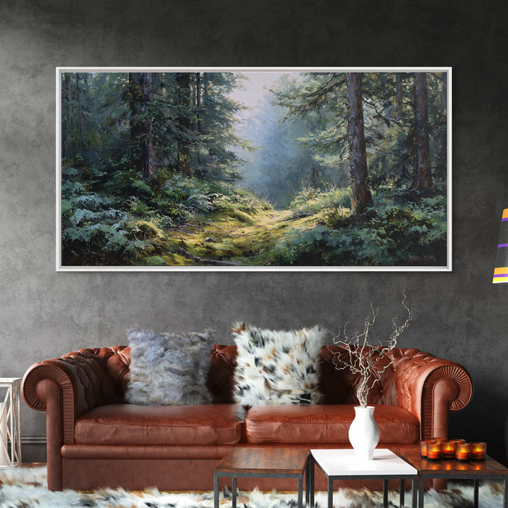 Sunlit Forest Path Canvas Print, Nature Art, Wall Art, Living Room Decor, Fine Art, Nature, Wood Wall Art, Abstract Wall Art, NAT-2x1-21