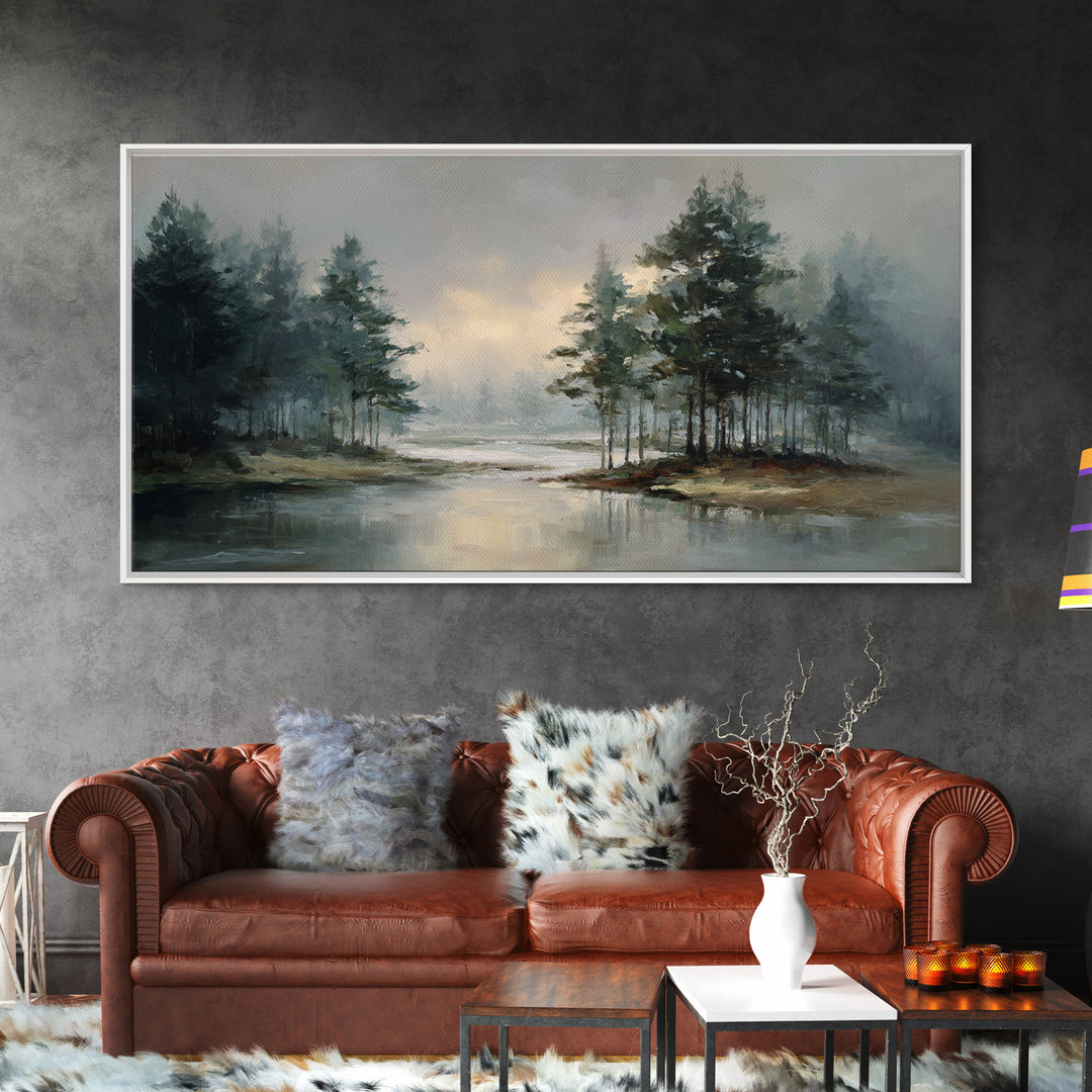 Mushroom Cluster in Enchanted Woodland Framed Canvas Print, Nature Art, Artwork, Living Room Decor, Fine Art, Nature, NAT-2x1-3