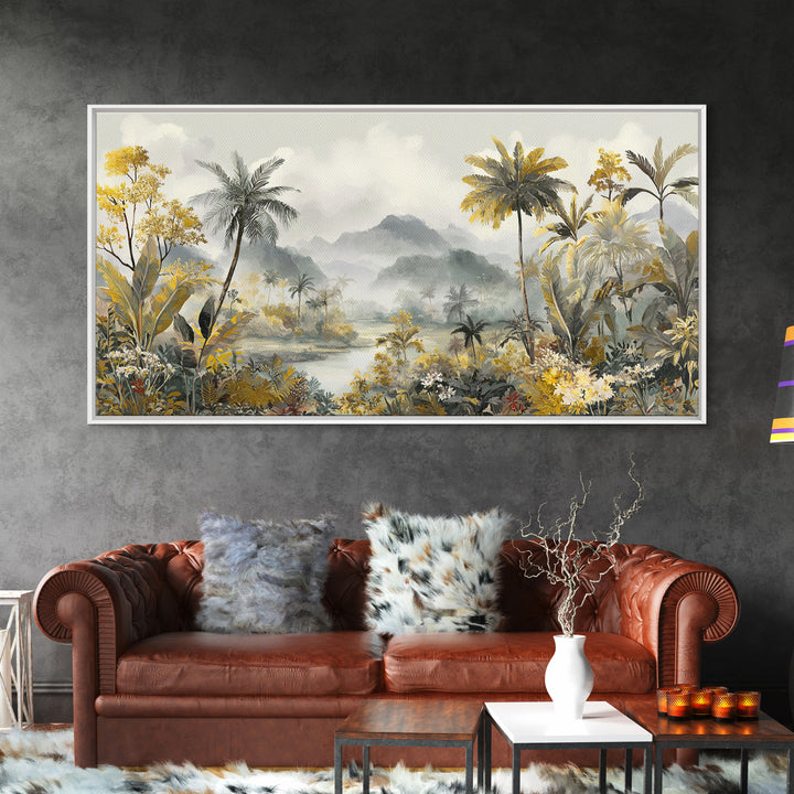 Tropical Jungle Leaves Canvas Print, Nature Art, Contemporary Art, Living Room Decor, Nature, Framed Art, Wood Wall Art, NAT-2x1-41