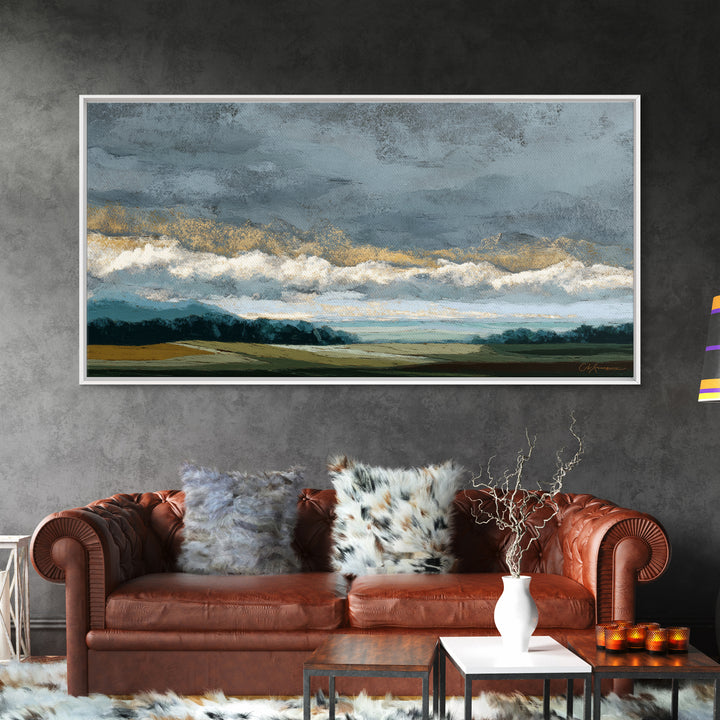 Storm Clouds over a Rolling Prairie Canvas Print, Nature Art, Wall Art, Living Room Decor, Fine Art, Nature, Wood Wall Art, NAT-2x1-58