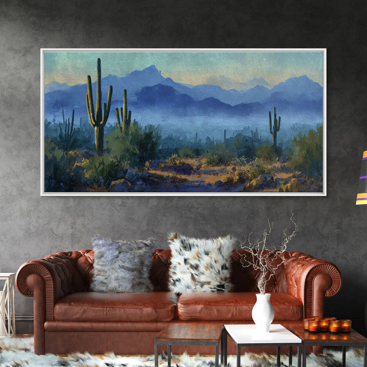 Desert Cactus Blooming After Rain Canvas Print, Nature Art, Printable Wall Art, Living Room Decor, Oil Painting, Nature, NAT-2x1-64