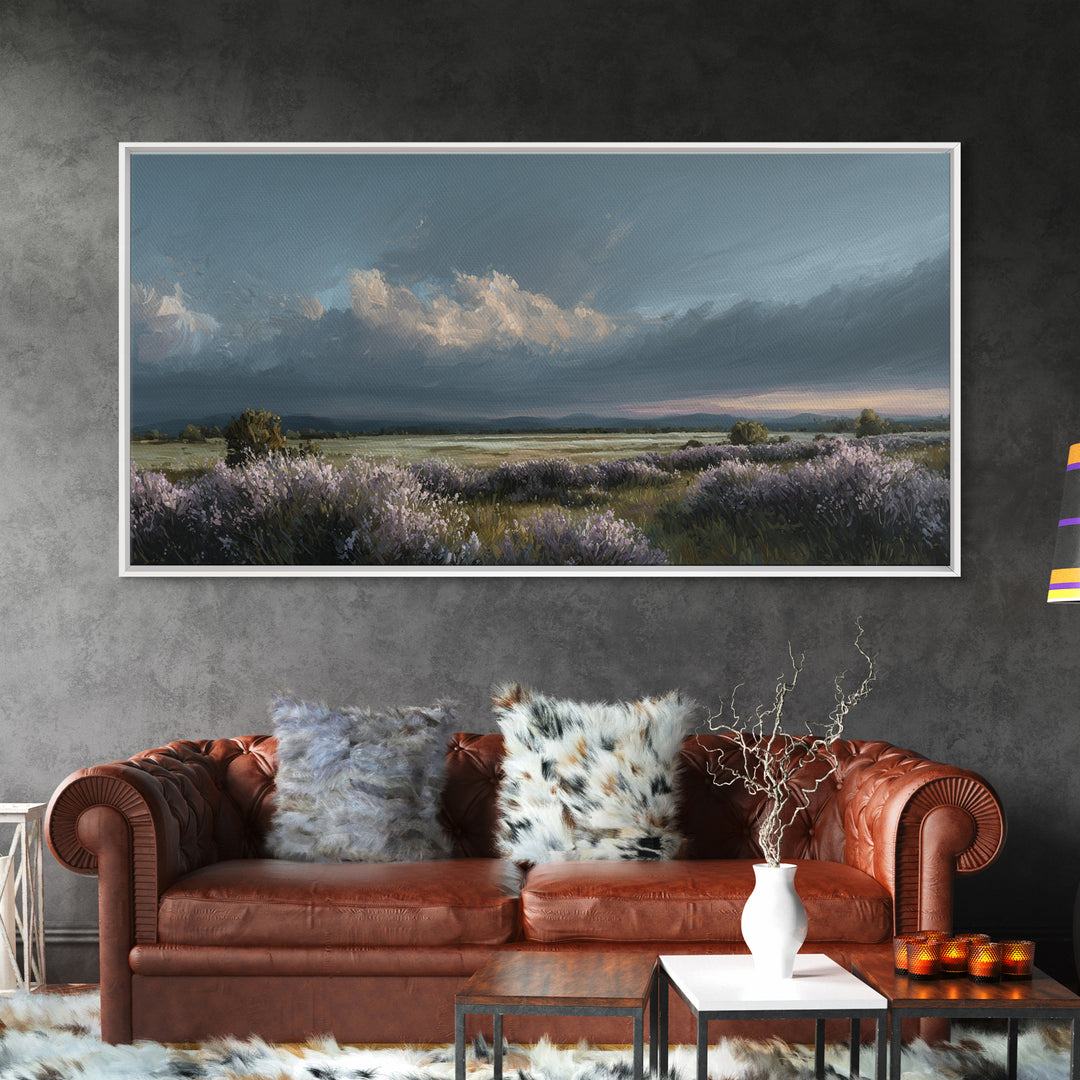 Bees Circling Lavender Blossoms Framed Canvas Print, Nature Art, Nature Wall Art, Living Room Decor, Fine Art, Nature, NAT-2x1-67