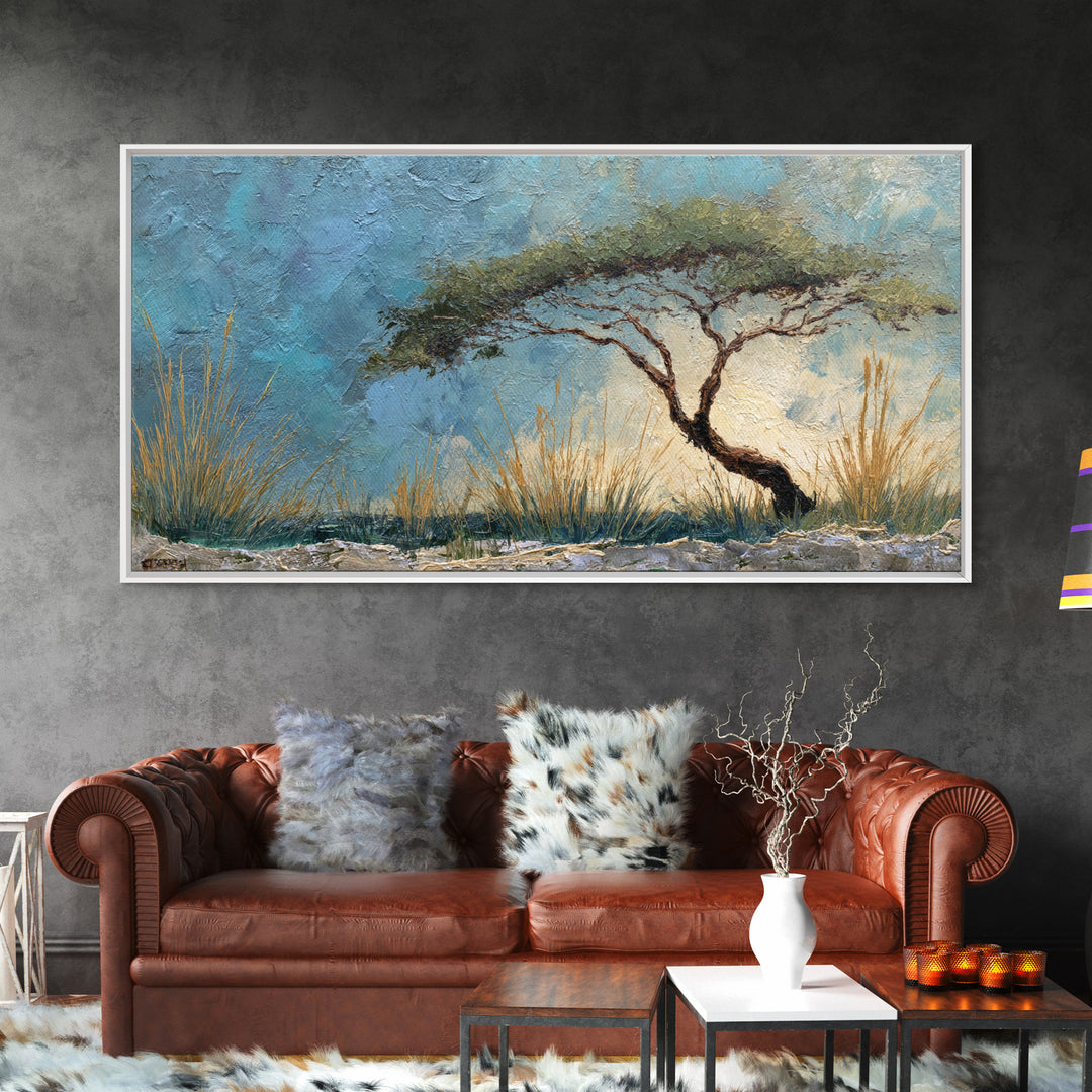 Tree of Life Framed Canvas Print, Nature Art, Living Room Decor, Oil Painting, Nature, Framed Art, Wood Wall Art, NAT-2x1-83