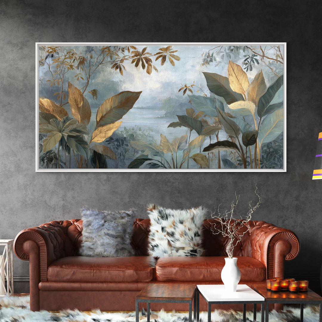 Tropical Jungle Leaves Canvas Print, Nature Art, Artwork, Living Room Decor, Fine Art, Nature, Landscape Art, Botanical Art, NAT-2x1-89