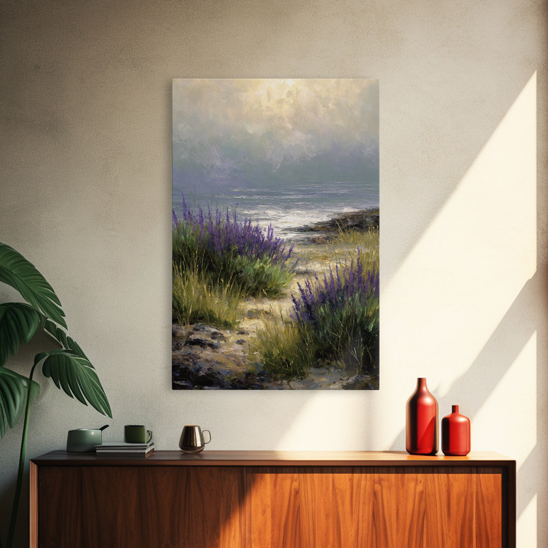 Bees Circling Lavender Blossoms Canvas Print, Nature Art, Statement Artwork, Living Room Decor, Fine Art, Nature, Wall Decor, NAT-2x3-31