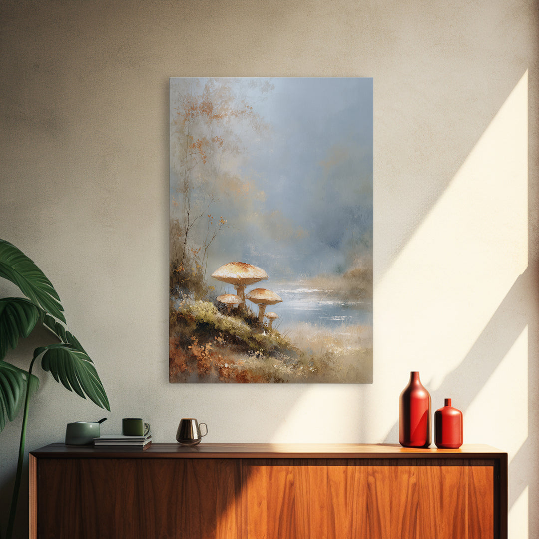 Mushroom Cluster in Enchanted Woodland Canvas Print, Nature Art, Minimalist Decor, Living Room Decor, Fine Art, Nature, NAT-2x3-39