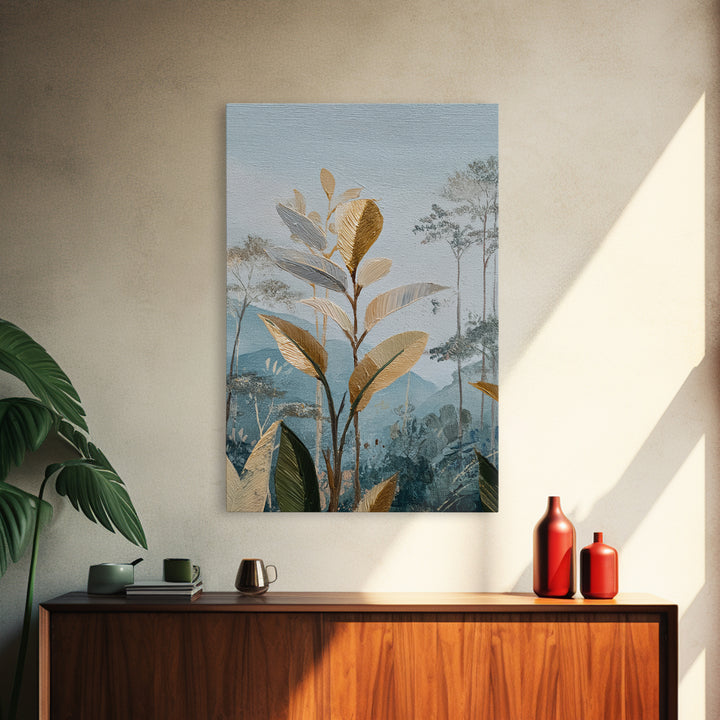 Tropical Jungle Leaves Canvas Print, Nature Art, Wood Wall Art, Living Room Decor, Fine Art, Nature, Digital Download Art, NAT-2x3-77