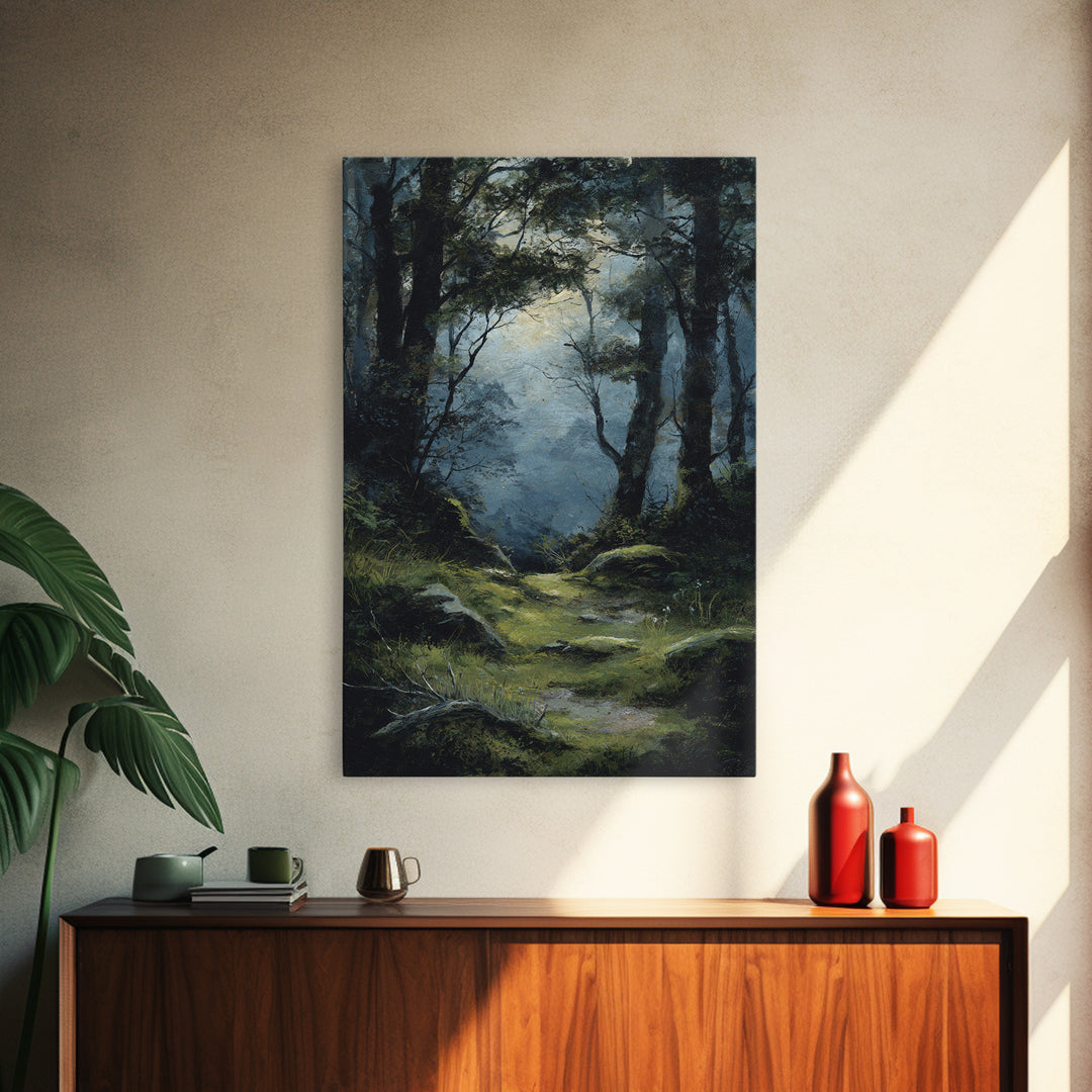 Sunlit Forest Path Canvas Print, Nature Art, Living Room Decor, Fine Art, Nature, Ocean Art, Bird Wall Art, Nature Wall Art, NAT-2x3-81