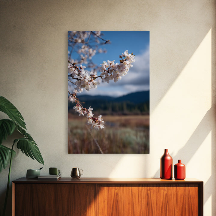 Spring Cherry Blossoms Canvas Print, Nature Art, Original Painting, Living Room Decor, Fine Art, Nature, Mountain Wall Art, NAT-2x3-96
