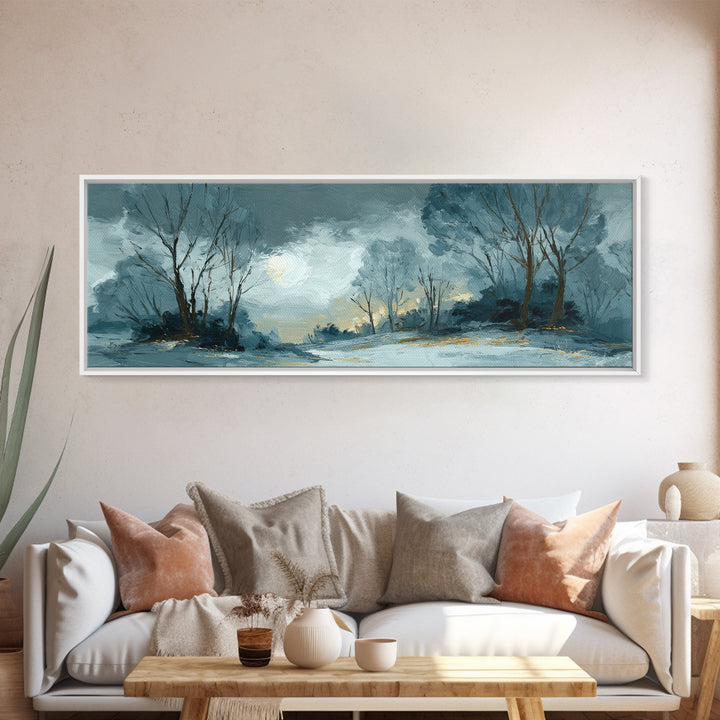Owl in Moonlit Branches Canvas Print, Nature Art, Bird Wall Art, Living Room Decor, Fine Art, Nature, Textured Painting, NAT-3x1-11