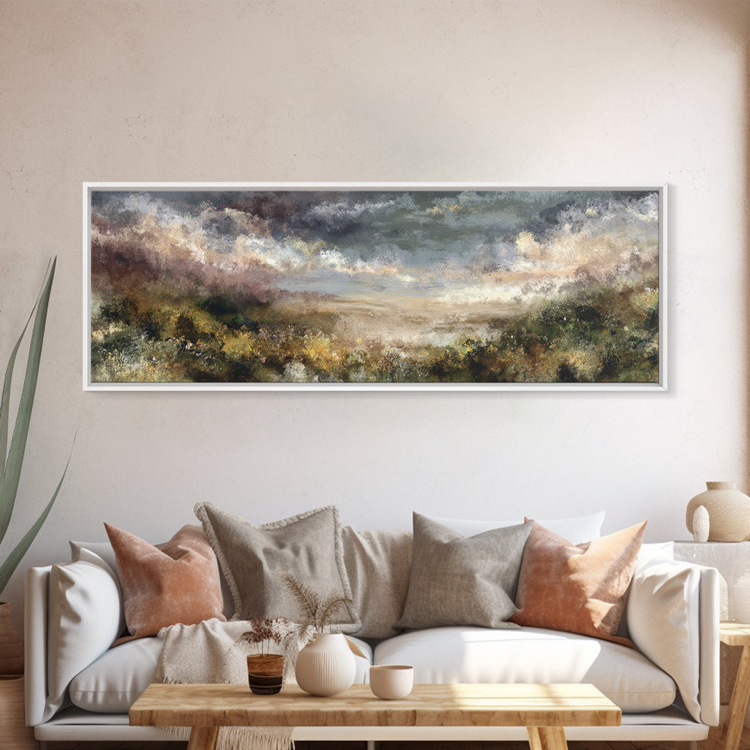 Mushroom Cluster in Enchanted Woodland Framed Canvas Print, Nature Art, Boho Decor, Living Room Decor, Fine Art, Nature, NAT-3x1-23