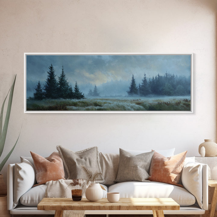 Moody Pine Forest Canvas Print, Nature Art, 3d Wall Art, Living Room Decor, Oil Painting, Nature, Nature Wall Art, NAT-3x1-33