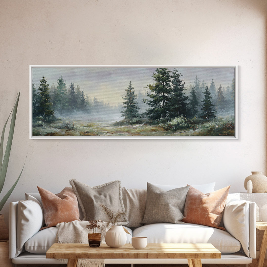 Mushroom Cluster in Enchanted Woodland Framed Canvas Print, Nature Art, Art, Living Room Decor, Oil Painting, Nature, NAT-3x1-47