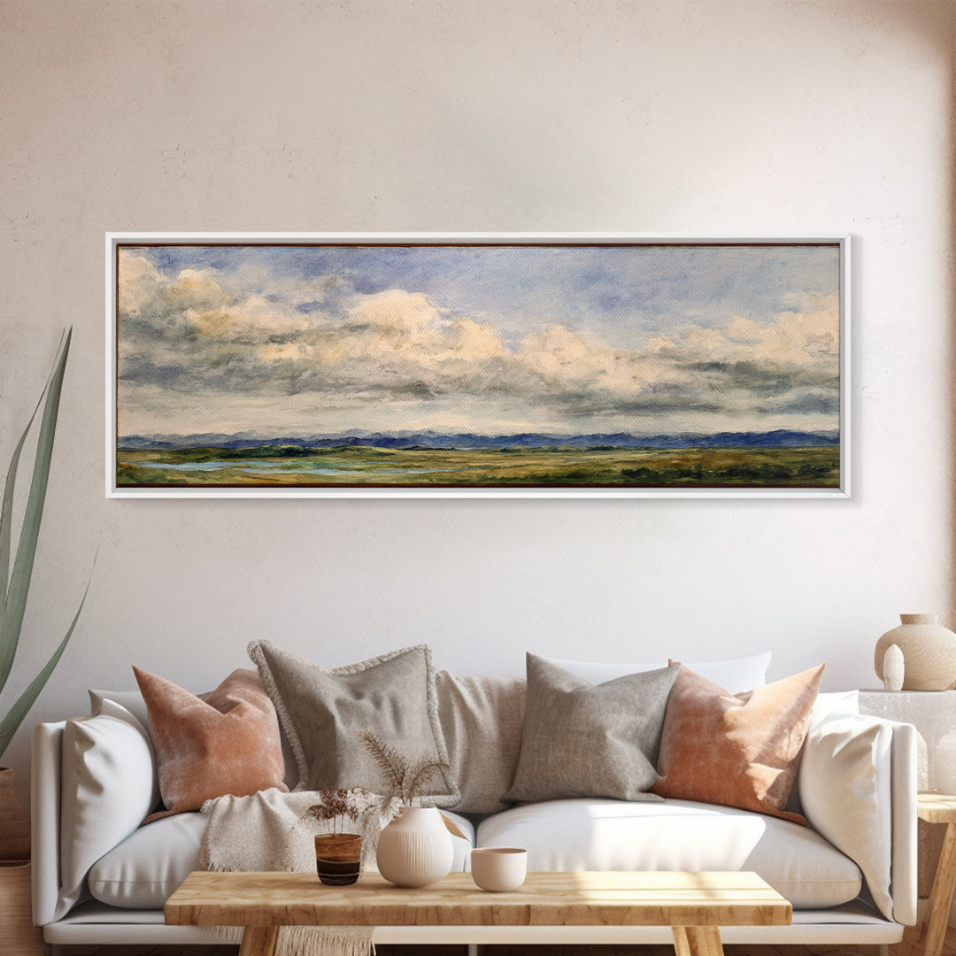 Storm Clouds over a Rolling Prairie Canvas Print, Nature Art, Landscape Art, Living Room Decor, Fine Art, Nature, Boho Decor, NAT-3x1-54