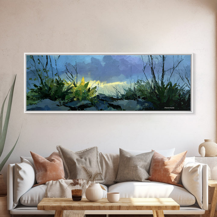 Tropical Jungle Leaves Canvas Print, Nature Art, Moss Art, Living Room Decor, Oil Painting, Nature, Statement Artwork, NAT-3x1-61