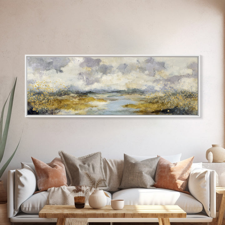Bees Circling Lavender Blossoms Framed Canvas Print, Nature Art, Room Decor, Living Room Decor, Fine Art, Nature, Wall Hangings, NAT-3x1-63