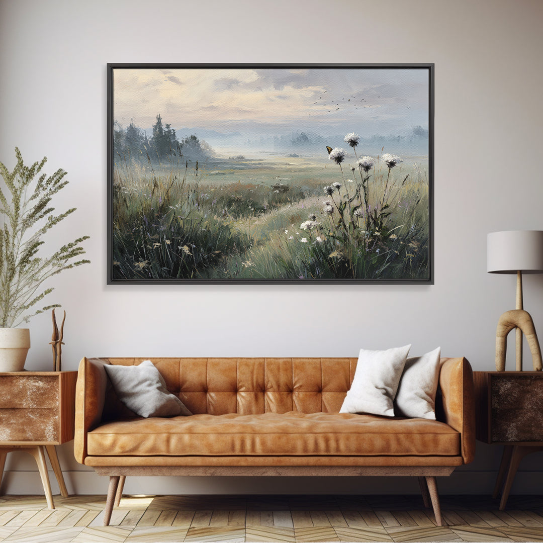 Butterfly Resting on a Blooming Thistle Canvas Print, Nature Art, Modern Wall Art, Living Room Decor, Fine Art, Nature, NAT-3x2-32