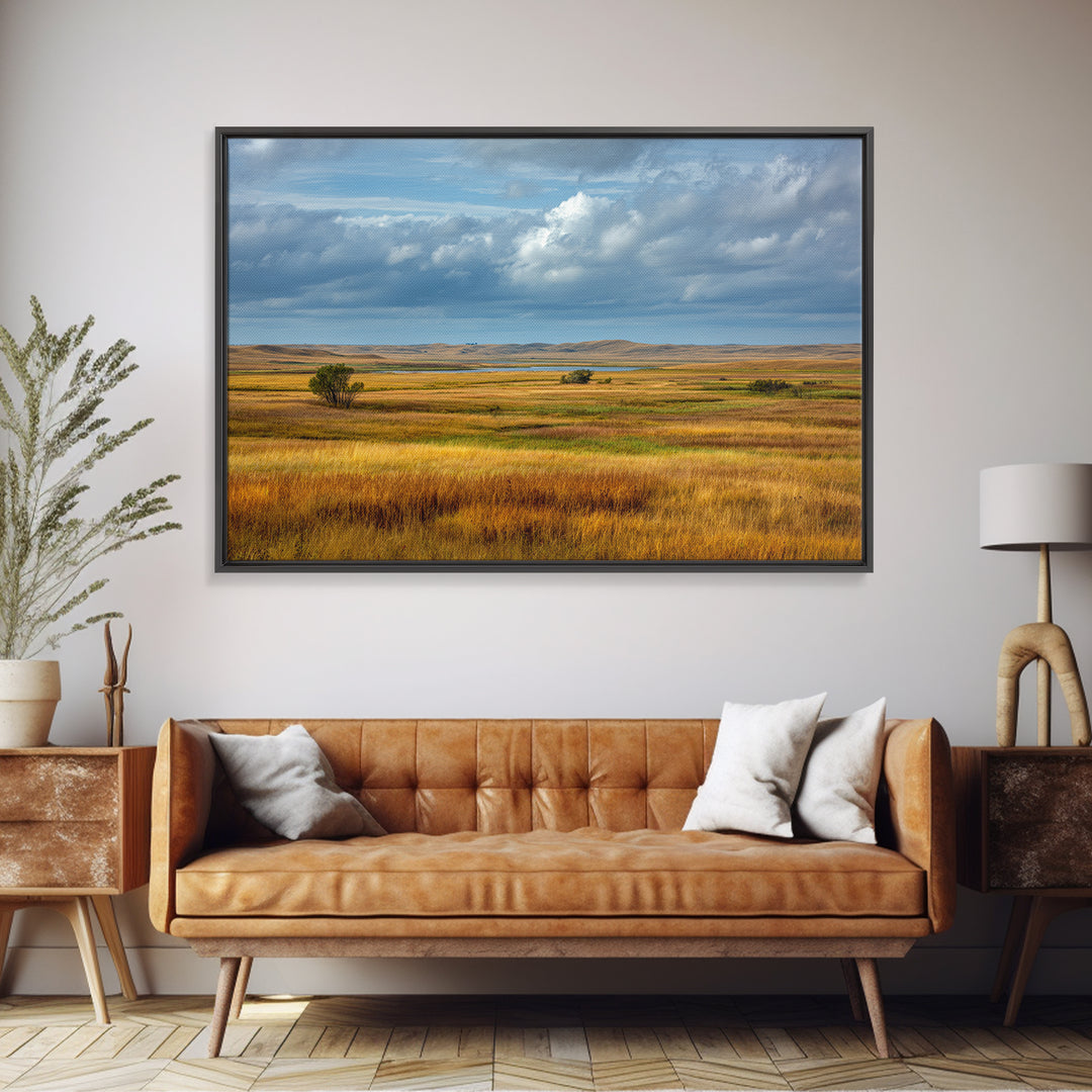 Storm Clouds over a Rolling Prairie Canvas Print, Nature Art, Living Room Decor, Fine Art, Nature, Ocean Art, Bird Wall Art, NAT-3x2-42