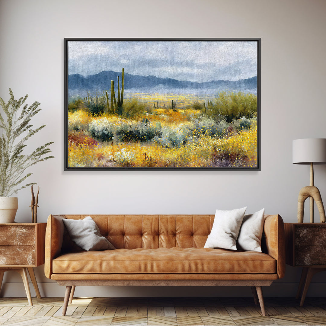 Desert Cactus Blooming After Rain Canvas Print, Nature Art, Mountain Wall Art, Living Room Decor, Nature, Fine Art Print, NAT-3x2-48