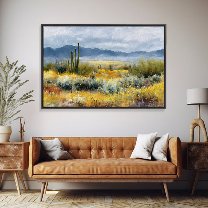 Desert Cactus Blooming After Rain Canvas Print, Nature Art, Mountain Wall Art, Living Room Decor, Nature, Fine Art Print, NAT-3x2-48