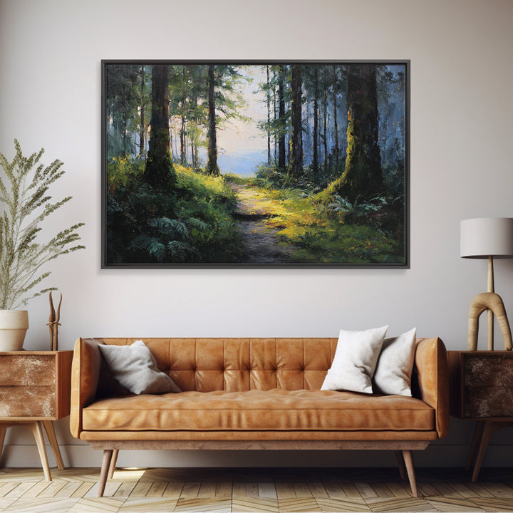 Sunlit Forest Path Canvas Print, Nature Art, Digital Download Art, Living Room Decor, Fine Art, Nature, Luxury Decor, NAT-3x2-53