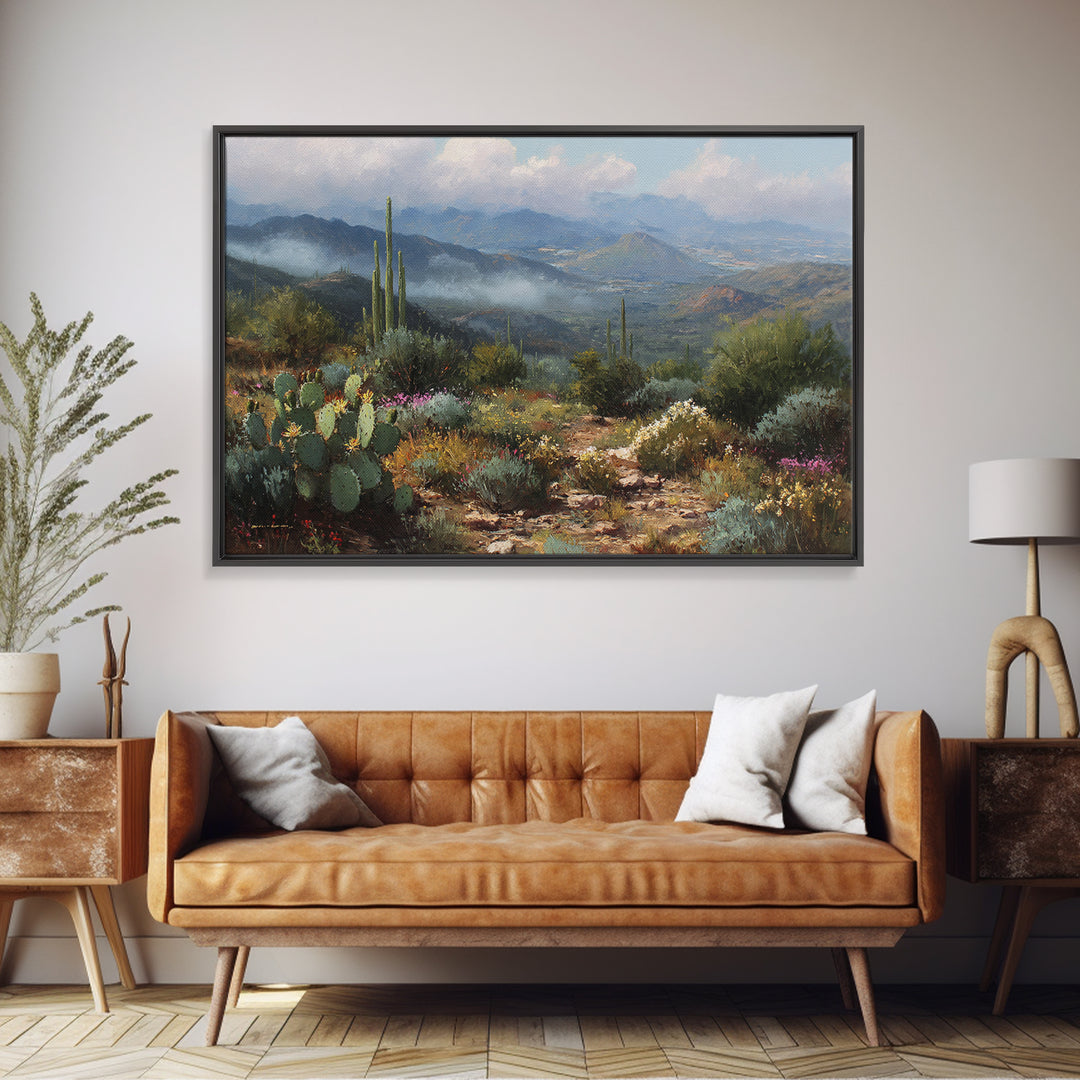 Desert Cactus Blooming After Rain Canvas Print, Nature Art, Modern Decor, Living Room Decor, Fine Art, Nature, Home Decor, NAT-3x2-72