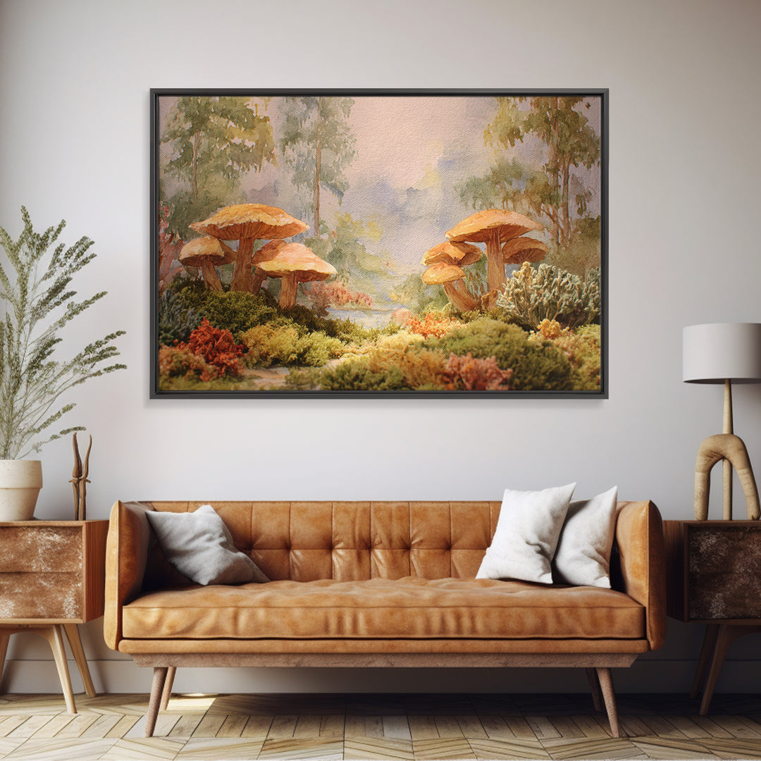 Mushroom Cluster in Enchanted Woodland Canvas Print, Nature Art, Wall Art, Living Room Decor, Fine Art, Nature, Wood Wall Art, NAT-3x2-83