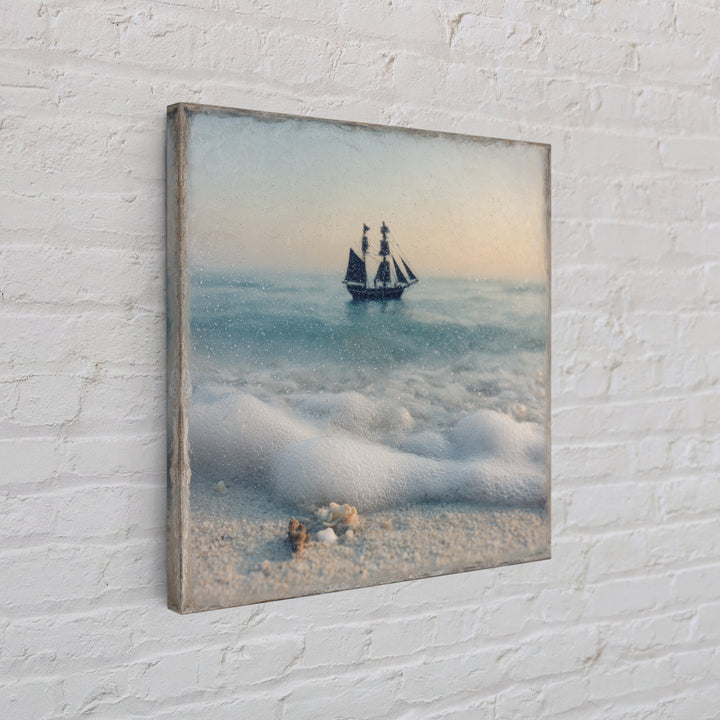 Tall Ship Silhouette at Sunset Framed Canvas Print, Nautical Art, Antique Decor, Coastal Decor, Harbor, Downloadable Prints, NAU-1x1-56