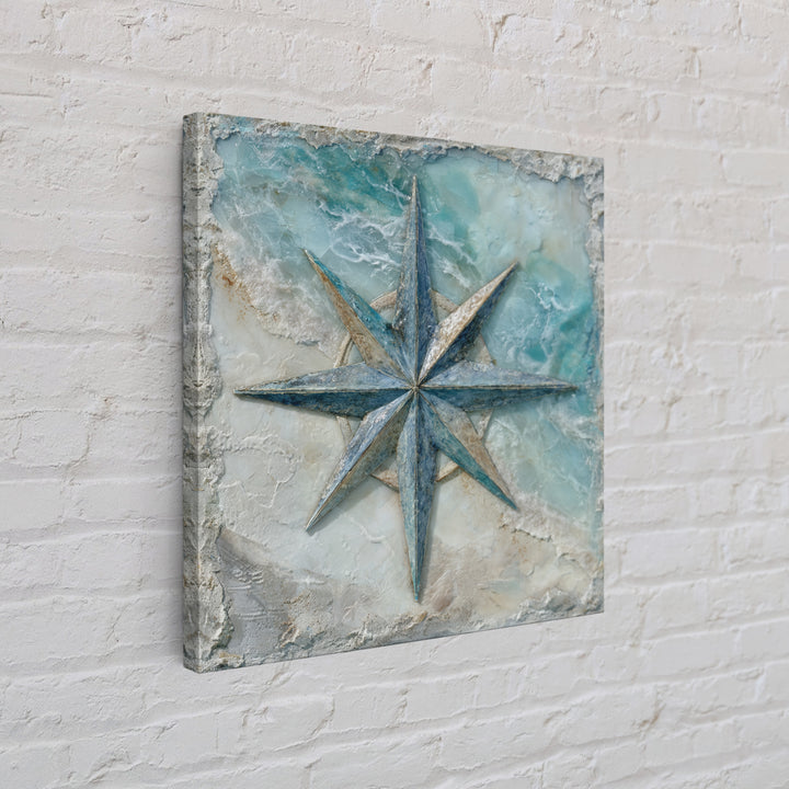 Nautical Star Compass Rose Framed Canvas Print, Nautical Art, Gallery Decor, Coastal Decor, Fine Art, Harbor, Wall Art, NAU-1x1-62