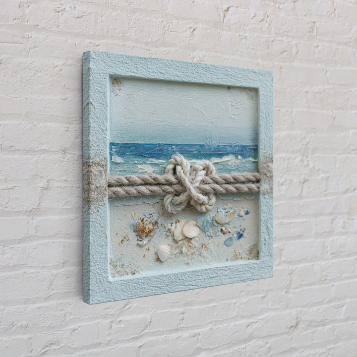 Lobster and Rope Coastal Illustration Framed Canvas Print, Nautical Art, Beach Decor, Coastal Decor, Fine Art, Harbor, NAU-1x1-68