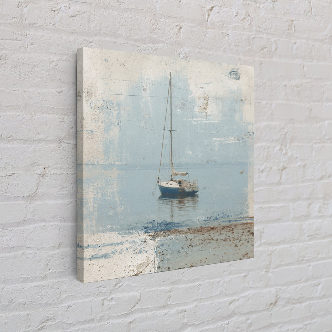Blueprint Sailboat Technical Drawing Framed Canvas Print, Nautical Art, Gallery Wall, Coastal Decor, Abstract Art, Harbor, NAU-1x1-72