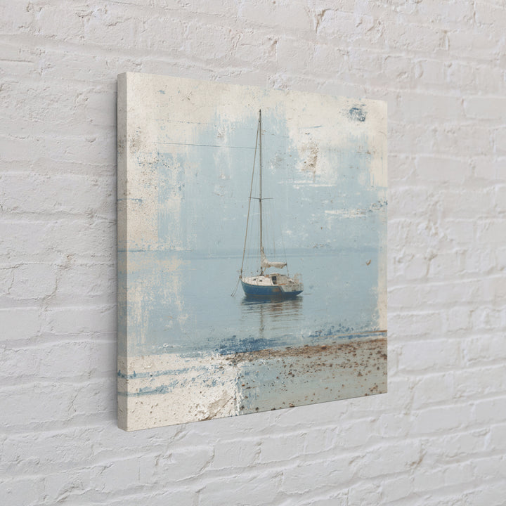 Blueprint Sailboat Technical Drawing Framed Canvas Print, Nautical Art, Gallery Wall, Coastal Decor, Abstract Art, Harbor, NAU-1x1-72