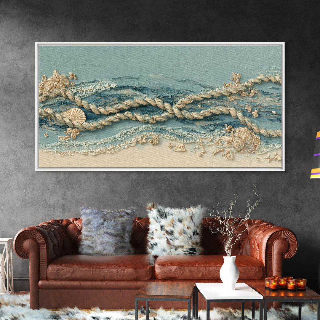 Lobster and Rope Coastal Illustration Canvas Print, Nautical Art, Printable, Coastal Decor, Fine Art, Harbor, Beach Decor, NAU-2x1-64