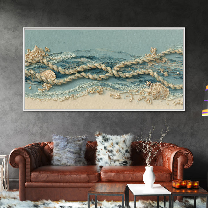 Lobster and Rope Coastal Illustration Canvas Print, Nautical Art, Printable, Coastal Decor, Fine Art, Harbor, Beach Decor, NAU-2x1-64