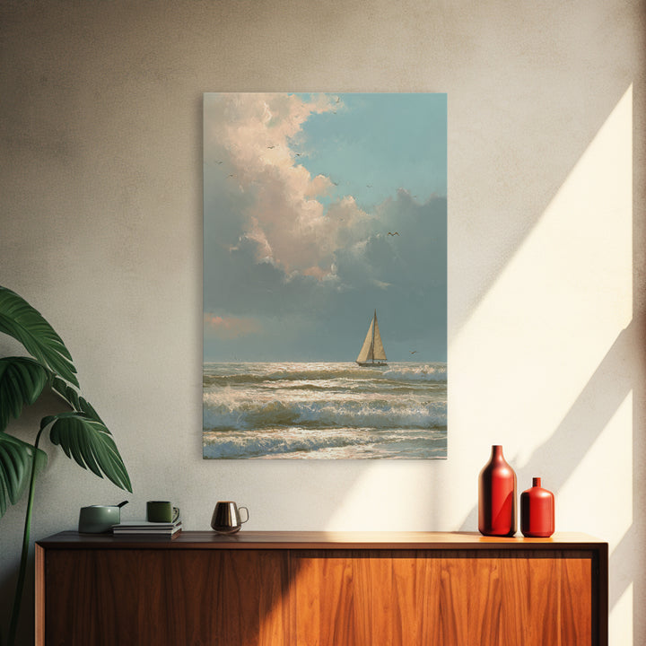 Stormy Cloudscape over Open Ocean Canvas Print, Nautical Art, Printable Wall Art, Coastal Decor, Fine Art, Harbor, Beach Decor, NAU-2x3-5