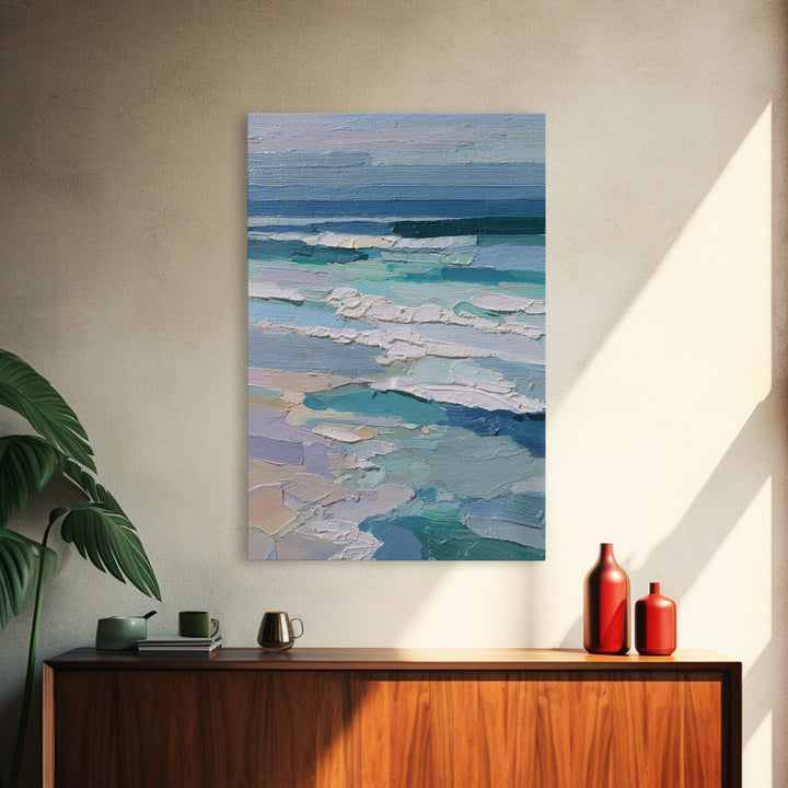 Porthole View of Waves and Moon Framed Canvas Print, Nautical Art, Minimalist Decor, Coastal Decor, Fine Art, Harbor, NAU-2x3-6