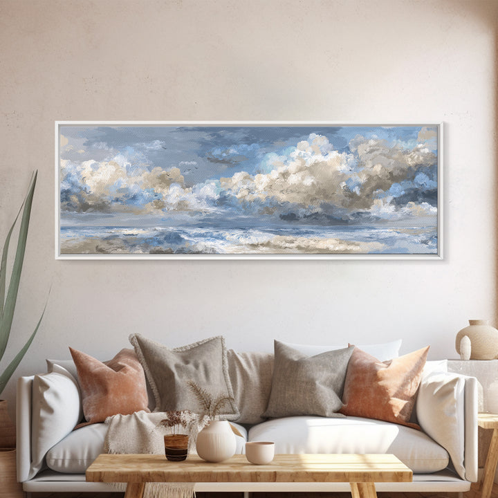 Stormy Cloudscape over Open Ocean Canvas Print, Nautical Art, Nautical Decor, Coastal Decor, Oil Painting, Harbor, NAU-3x1-13