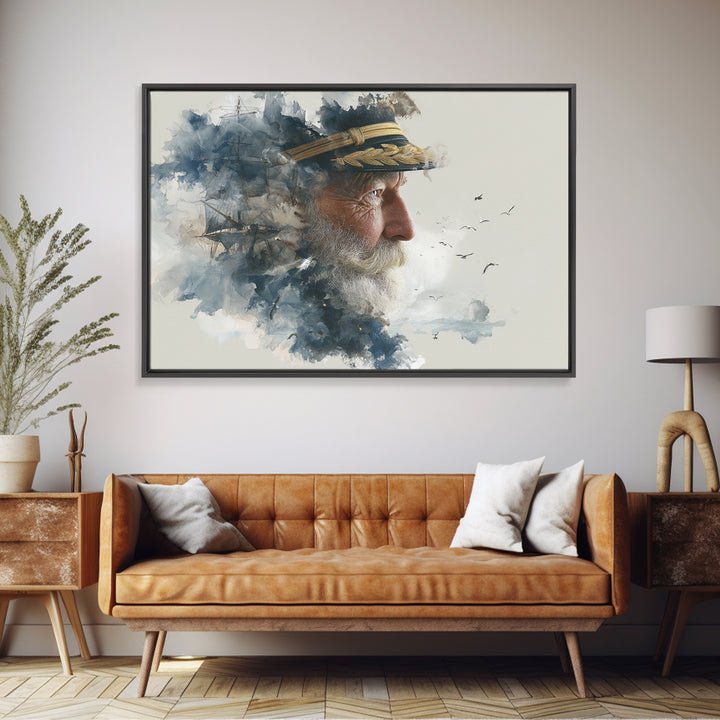 Sea Captain Portrait Canvas Print, Nautical Art, Modern Decor, Coastal Decor, Fine Art, Harbor, Poster, Wall Decor, Painting, NAU-3x2-11