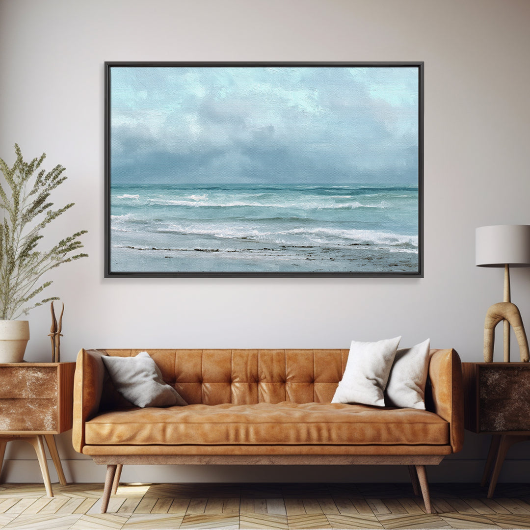 Stormy Cloudscape over Open Ocean Framed Canvas Print, Nautical Art, Gallery Wall, Coastal Decor, Fine Art, Harbor, Room Decor, NAU-3x2-25