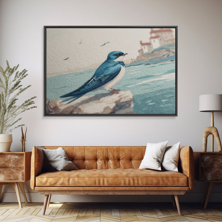 Sailor Tattoo Swallow and Anchor Canvas Print, Nautical Art, Beach Print, Coastal Decor, Fine Art, Harbor, Luxury Decor, NAU-3x2-3