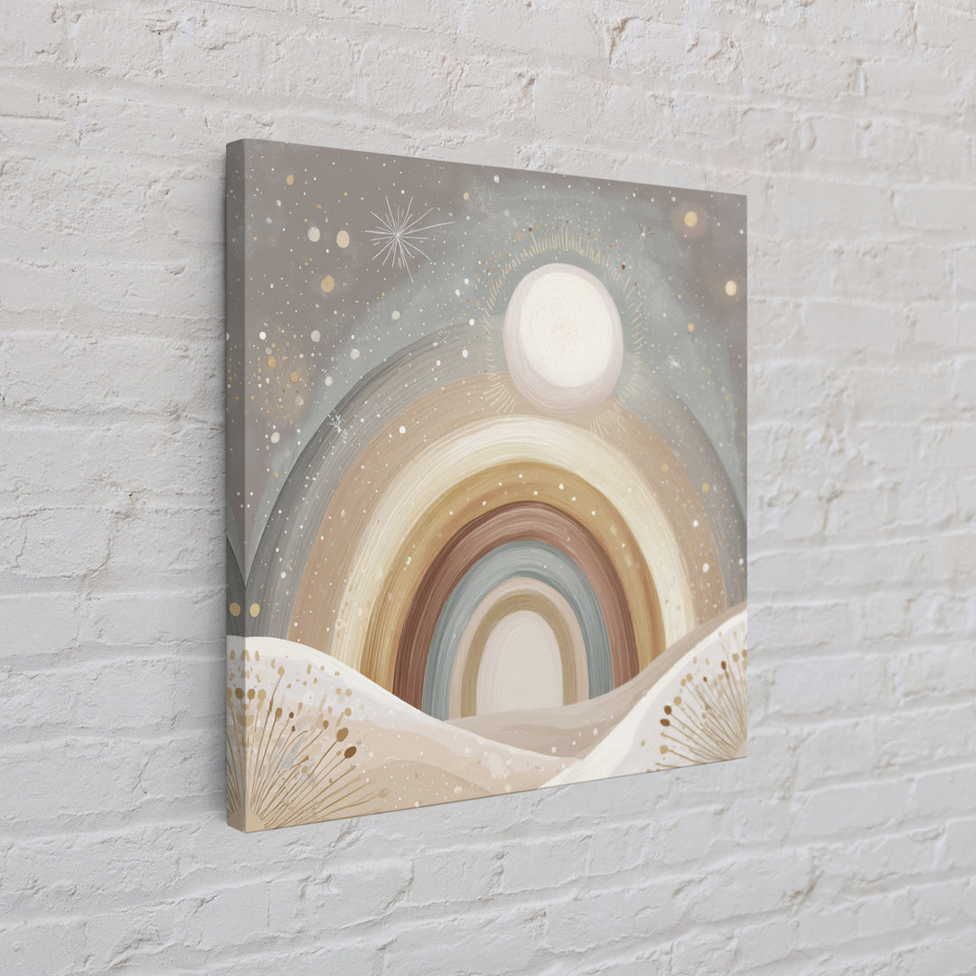 Neutral Boho Sun and Arch Shapes Framed Canvas Print, Nursery Decor, Nursery Art, Abstract Art, Nursery, Kids Wall Art, NDE-1x1-11